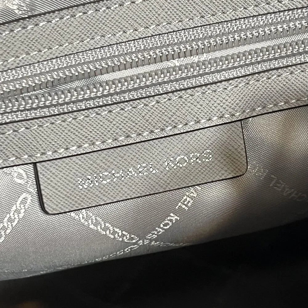 Michael Kors Satchel Bag Women's Large Gray Leather Studded Crossbody Purse